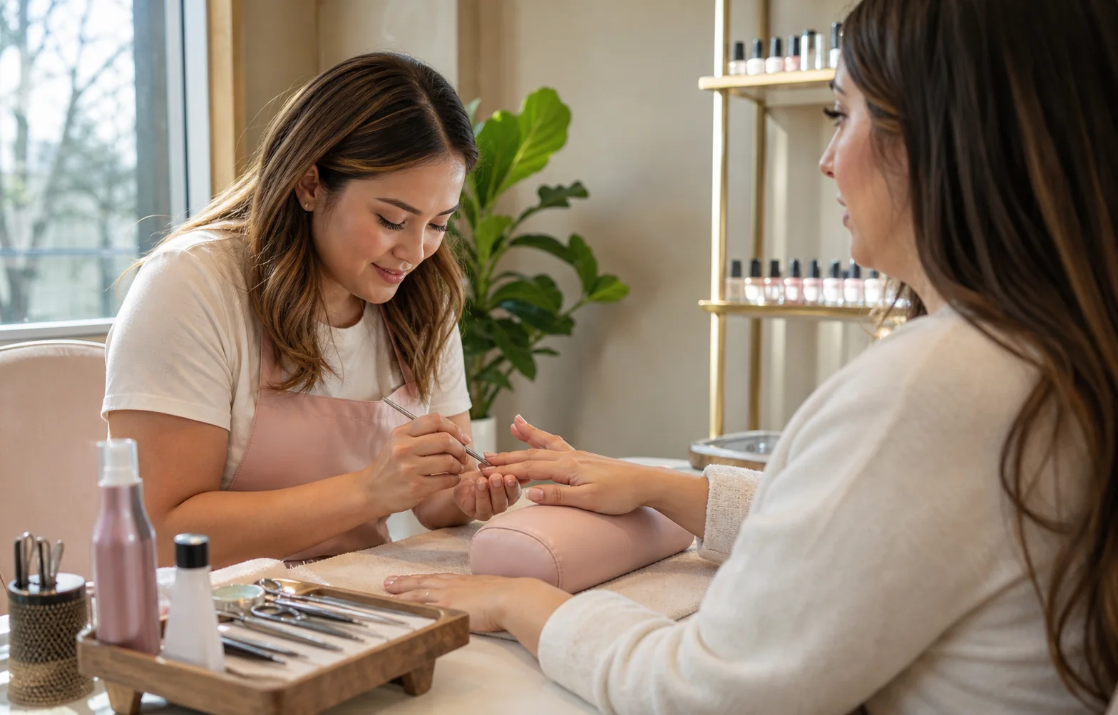 Careful professional nail work with trusted beauty products