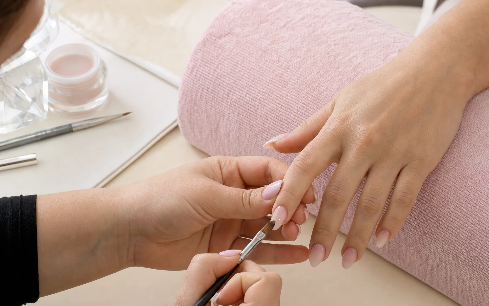 Acrylic Nails preparation and process at a College Station nail salon