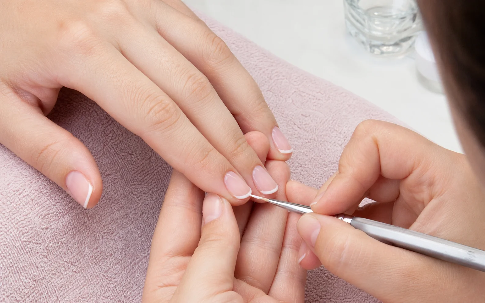 French Manicure preparation and process at a College Station nail salon